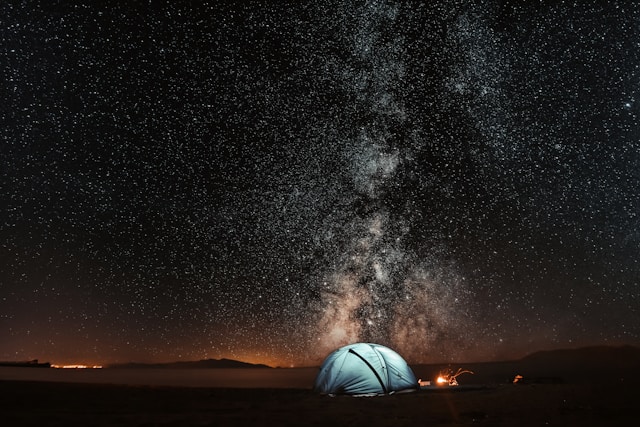 tent under a starry sky